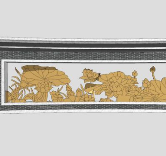 中式景墙和壁灯SU模型下载_sketchup草图大师SKP模型