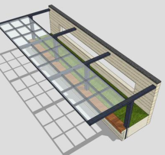 现代休闲玻璃条形廊架SU模型下载_sketchup草图大师SKP模型