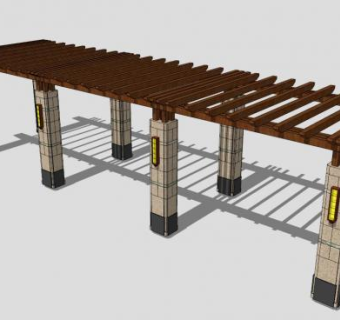 户外木质创意廊架SU模型下载_sketchup草图大师SKP模型