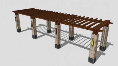 户外木质创意廊架SU模型下载_sketchup草图大师SKP模型