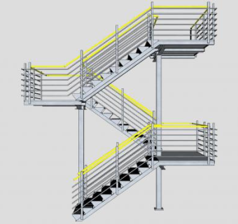 工业金属楼梯SU模型下载_sketchup草图大师SKP模型