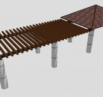户外木质条形廊架SU模型下载_sketchup草图大师SKP模型