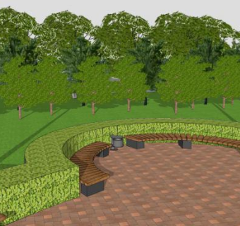 迷你小公园户外座椅和路灯SU模型下载_sketchup草图大师SKP模型