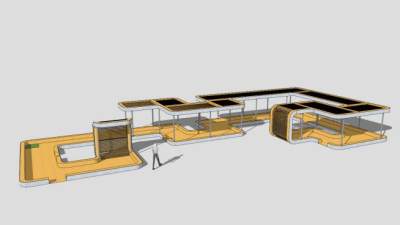 防腐木条形廊架SU模型下载_sketchup草图大师SKP模型