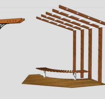 木质廊架设计SU模型下载_sketchup草图大师SKP模型