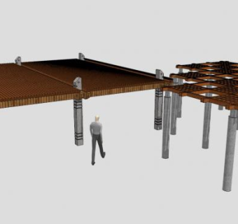 木质方形廊架设计SU模型下载_sketchup草图大师SKP模型