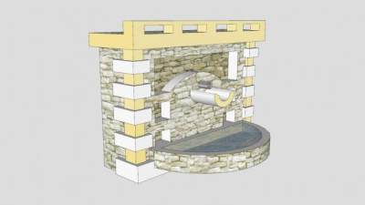 欧式小型流水景墙SU模型下载_sketchup草图大师SKP模型