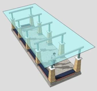 现代玻璃廊架设计SU模型下载_sketchup草图大师SKP模型