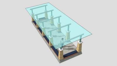 现代玻璃廊架设计SU模型下载_sketchup草图大师SKP模型