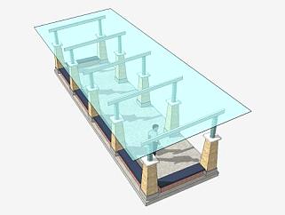 现代玻璃廊架设计SU模型下载_sketchup草图大师SKP模型