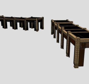 现代创意条形廊架设计SU模型下载_sketchup草图大师SKP模型