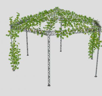 铁艺花架亭子爬藤植物SU模型下载_sketchup草图大师SKP模型
