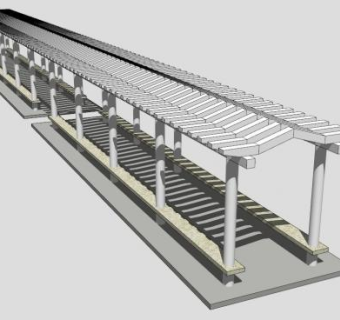 中式古建白色廊架设计SU模型下载_sketchup草图大师SKP模型