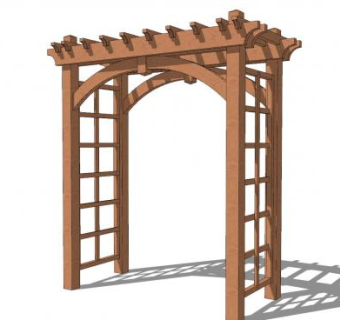 欧式花架门木质SU模型下载_sketchup草图大师SKP模型