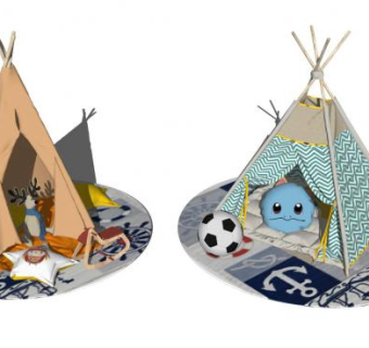 儿童露营帐篷玩具SU模型下载_sketchup草图大师SKP模型