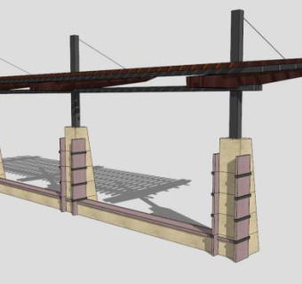 现代木结构条形廊架SU模型下载_sketchup草图大师SKP模型