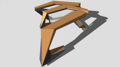 户外创意异形条形廊架SU模型下载_sketchup草图大师SKP模型