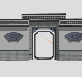 中式景墙小门SU模型SU模型下载_sketchup草图大师SKP模型