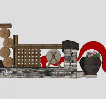 乡村农村小品SU模型下载_sketchup草图大师SKP模型