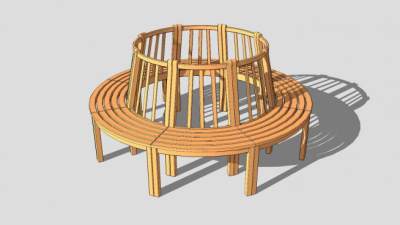 圈型树池户外椅SU模型下载_sketchup草图大师SKP模型