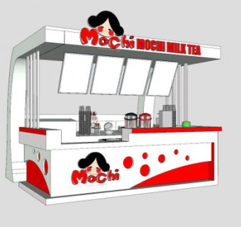 户外便捷售卖亭饮品店SU模型下载_sketchup草图大师SKP模型