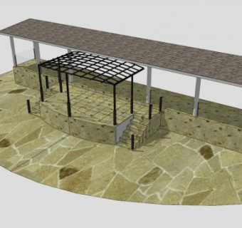 现代木质创意廊架SU模型下载_sketchup草图大师SKP模型