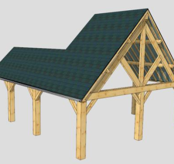 中式创意木质条形廊架SU模型下载_sketchup草图大师SKP模型