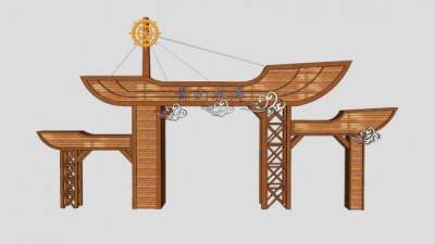 船形寓意大门SU模型下载_sketchup草图大师SKP模型