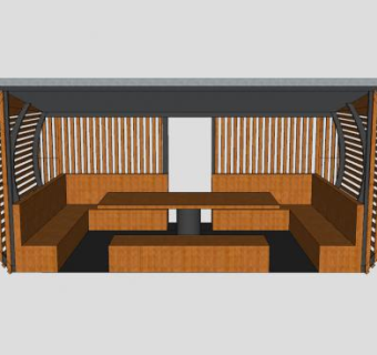 户外亭子廊架SU模型下载_sketchup草图大师SKP模型