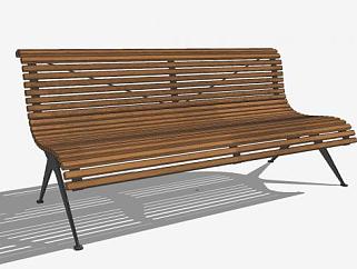公园木制长椅sketchup模型下载_sketchup草图大师SKP模型