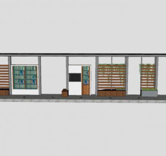 景观连廊座椅SU模型下载_sketchup草图大师SKP模型