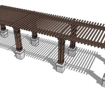 双臂防腐木花架SU模型下载_sketchup草图大师SKP模型