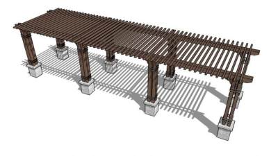 双臂防腐木花架SU模型下载_sketchup草图大师SKP模型