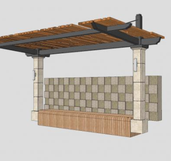 单臂花架景观座椅SU模型下载_sketchup草图大师SKP模型