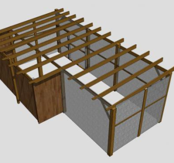 创意木条形廊架SU模型下载_sketchup草图大师SKP模型