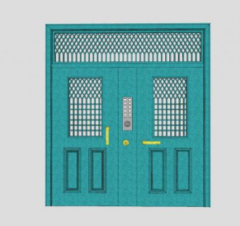住宅楼大门门禁SU模型下载_sketchup草图大师SKP模型
