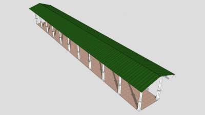 现代条形廊架SU模型下载_sketchup草图大师SKP模型