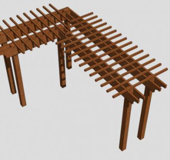 木质景观条形廊架SU模型下载_sketchup草图大师SKP模型