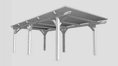 现代条形廊架设计SU模型下载_sketchup草图大师SKP模型