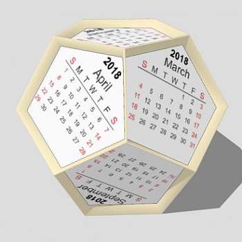 多面体日历雕塑SU模型下载_sketchup草图大师SKP模型