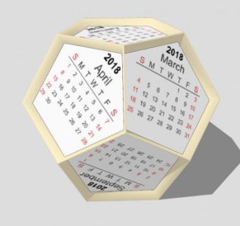 多面体日历雕塑SU模型下载_sketchup草图大师SKP模型