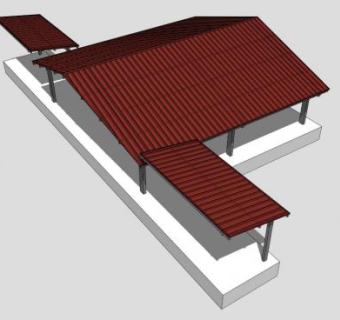 户外防腐木条形廊架SU模型下载_sketchup草图大师SKP模型