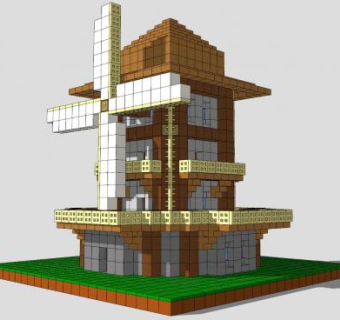 积木风车SU模型下载_sketchup草图大师SKP模型