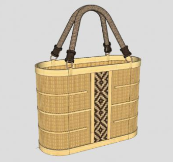 竹制竹篮包包SU模型下载_sketchup草图大师SKP模型