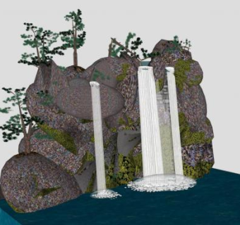 假山叠石景观SU模型下载_sketchup草图大师SKP模型