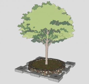 树池草坪砖SU模型下载_sketchup草图大师SKP模型