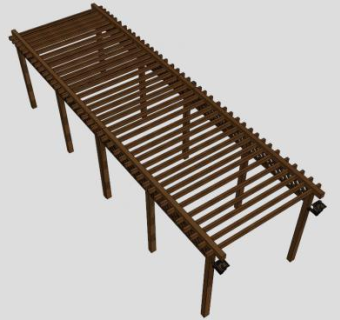 户外木质结构廊架SU模型下载_sketchup草图大师SKP模型