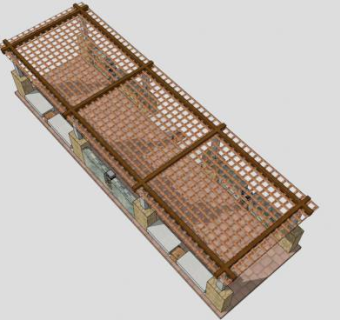 现代户外木结构廊架SU模型下载_sketchup草图大师SKP模型