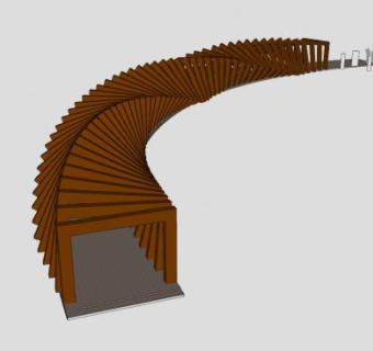 木质长形廊架SU模型下载_sketchup草图大师SKP模型
