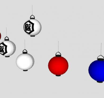 日式纸灯笼装饰SU模型下载_sketchup草图大师SKP模型